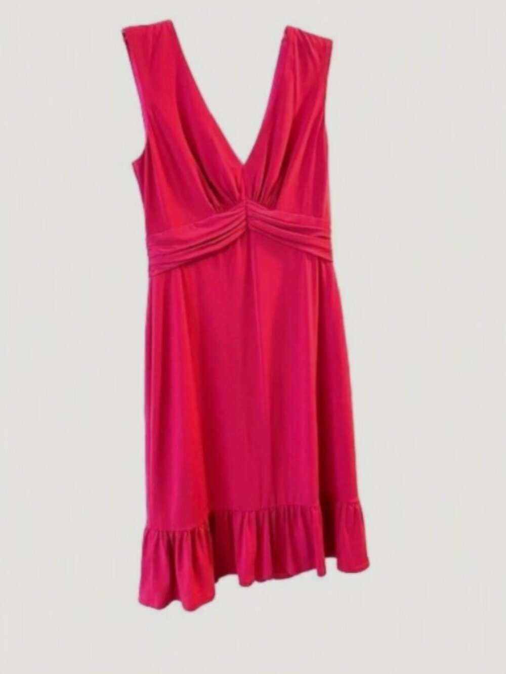 Enchante Pink V-Neck Dress with Flounce at Hem Size 10